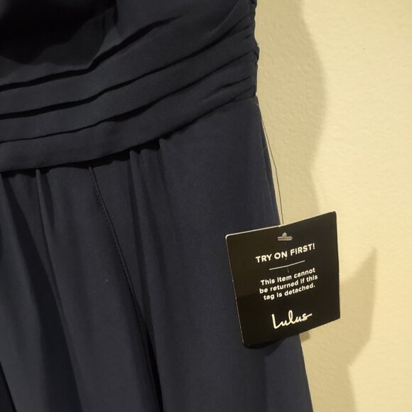 Lulu's Navy Blue Formal Dress V Neck Maxi Length Size Medium - Picture 5 of 6